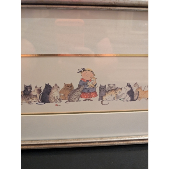 Vintage Cat Art Diane L. Patterson “Kitty-Cornered” Cat Print Framed - Picture 9 of 12